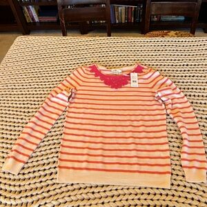 Vineyard Vines Pink/Orange Lg Sweater w/ appliqué, NWT Merino wool